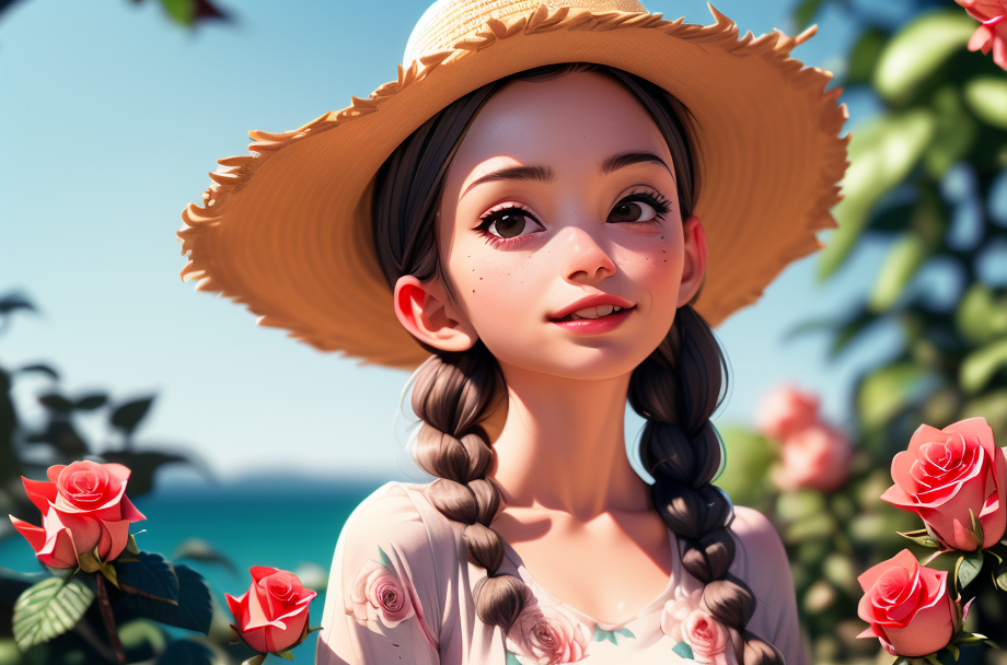 00617-2631744750-_lora_caomao_0.8_1girl, solo, hat, braid, twin braids, flower, blurry background, black hair, straw hat, blurry, collarbone, upp.png